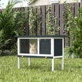 thumbnail image 2 of PawHut Wooden Outdoor Rabbit Hutch with Pull-Out Tray, Black, 2 of 10