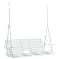 thumbnail image 1 of Outsunny 2 to 3 Seater Porch Swing Wood Patio Swing Chair Swing Bench with Foldable Table, Cup Holders, Steel Chains Garden, Patio, Yard, White, 1 of 10