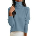 thumbnail image 6 of Lumtrix Womens Sweaters Turtleneck Long Sleeve Pullover Casual Knitted Pullover Warm Tops Fall Winter Clothes Dressy Tunic Blue XL, 6 of 6