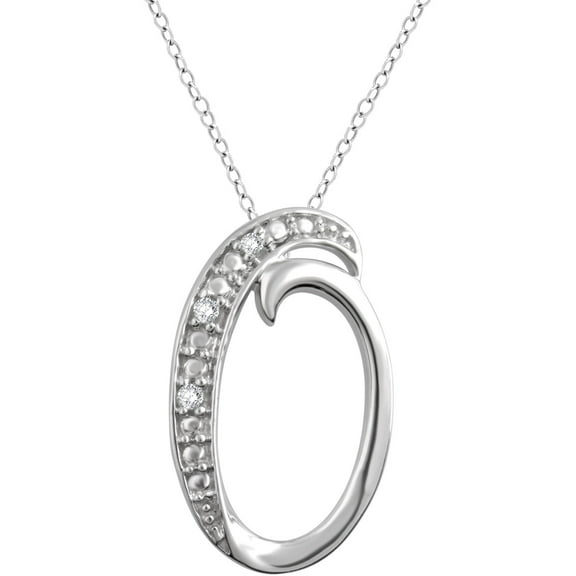 Arista Diamond Accent White "O" Initial Women's Pendant in Sterling Silver, 18"