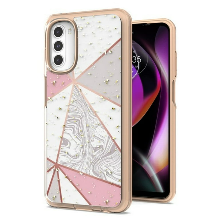 for Nokia C200 Pattern Design Bling Glitter Shockproof Hybrid Soft TPU Frame and Hard PC Back Slim Phone Case Cover by Xpression - Marble Pink