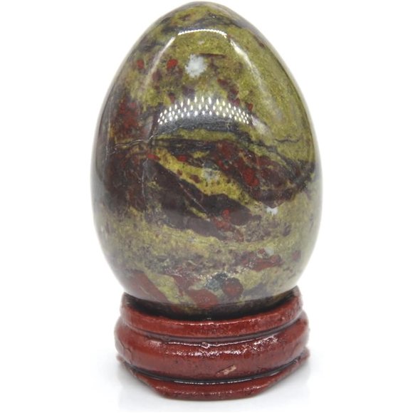 Natural Meditation Crystal 35x50mm Natural Dragon Blood Jasper Crystal Egg, for Home Decoration Crystal Stone (Size : 1 PC)