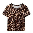 thumbnail image 3 of WIBACKER 3-12Y Girls Loose Pajamas for Little & Big Girls 2PC Set Thin Sleepwear Summer Short Sleeve Jammies - Leopard, 3 of 7