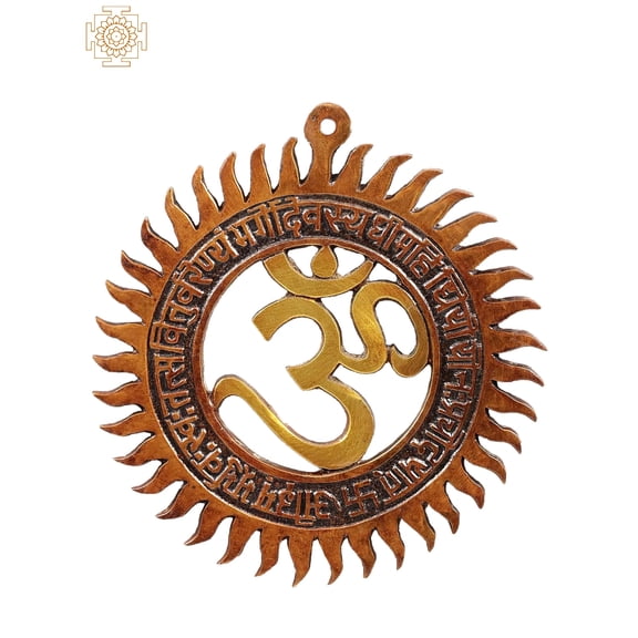 6" Om With Gayatri Mantra Wall Hanging Statue | Handmade | Made in India