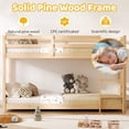 thumbnail image 2 of Zimtown Bunk Bed Twin Over Twin,Kids Low Floor Bunk Bed with Guard Rails for Children Boys Girls Dormitory Bedroom,No Box Spring Needed,Natural, 2 of 10