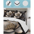 thumbnail image 4 of Black Gold Flower Summer Quilt Set Full Size,Soft Microfiber Quilted Bedding Set with 2 Pillow Shams,Gradient Luxurious Floral Botanical Lightweight All Season Bedspread Coverlet for Bedroom 78"x90", 4 of 6