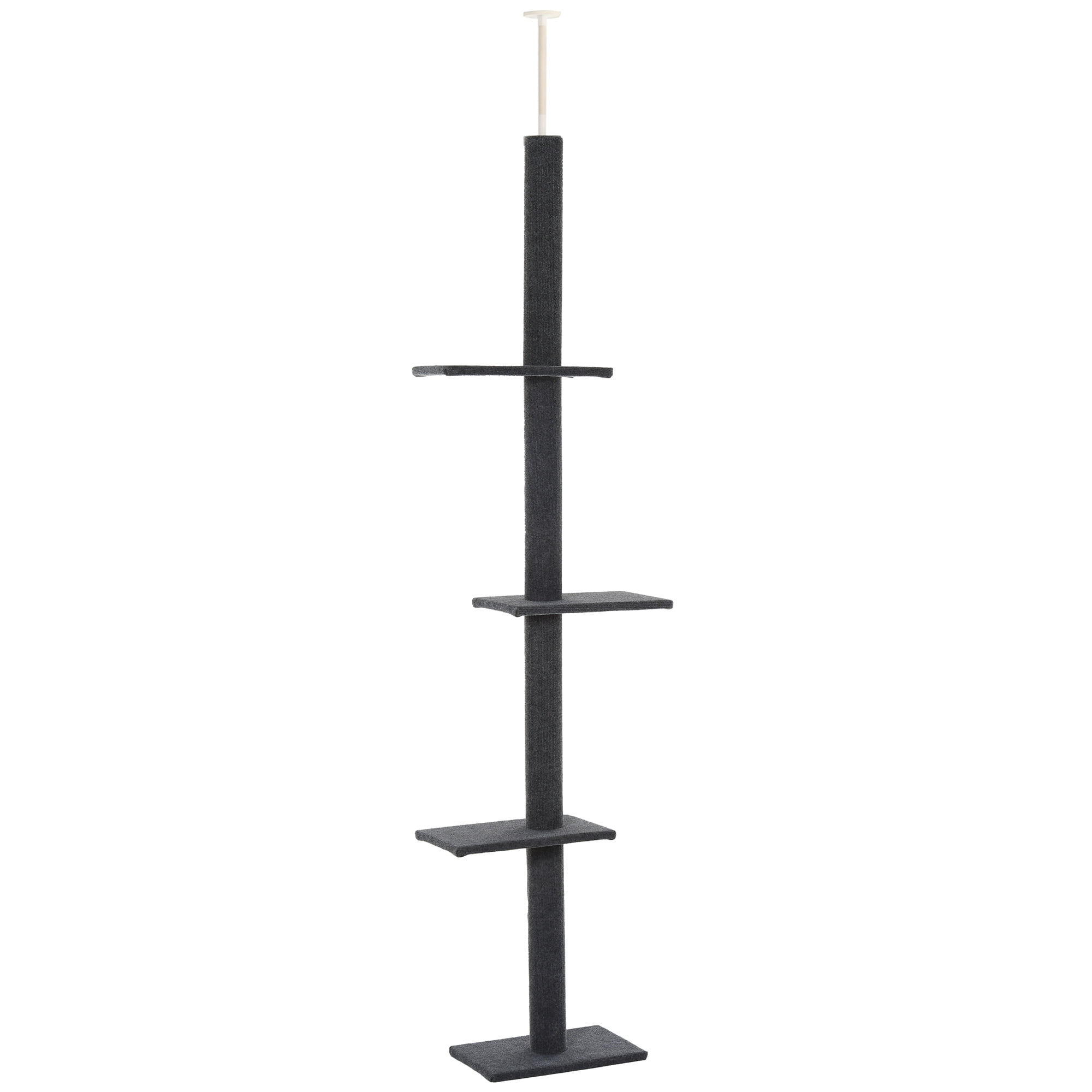 Pawhut 4-level Platform Cat Tree with Sisal-Covered Scratching Posts, Gray