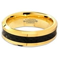 thumbnail image 3 of Charming Jewelers Tungsten Wedding Band Ring 6mm for Men Women Comfort Fit 18K Yellow Gold Plated Black Carbon Fiber Beveled Edge Polished Lifetime Guarantee Size 15, 3 of 5