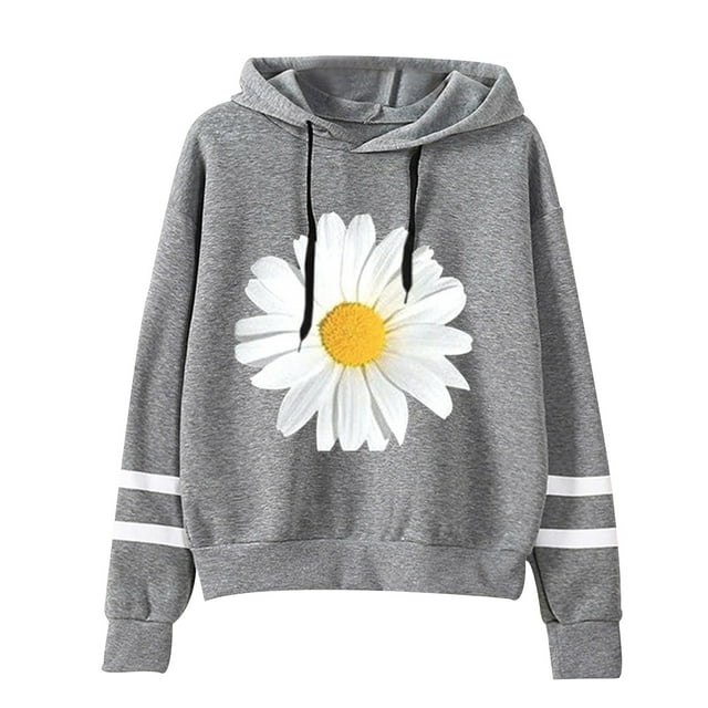 MRULIC Chandail en Molleton pour Femmes, Sweat à Capuche à Manches Longues Rayé, Pull à Capuche, Blouse, Chandails en Molleton pour Femmes, Gris + m