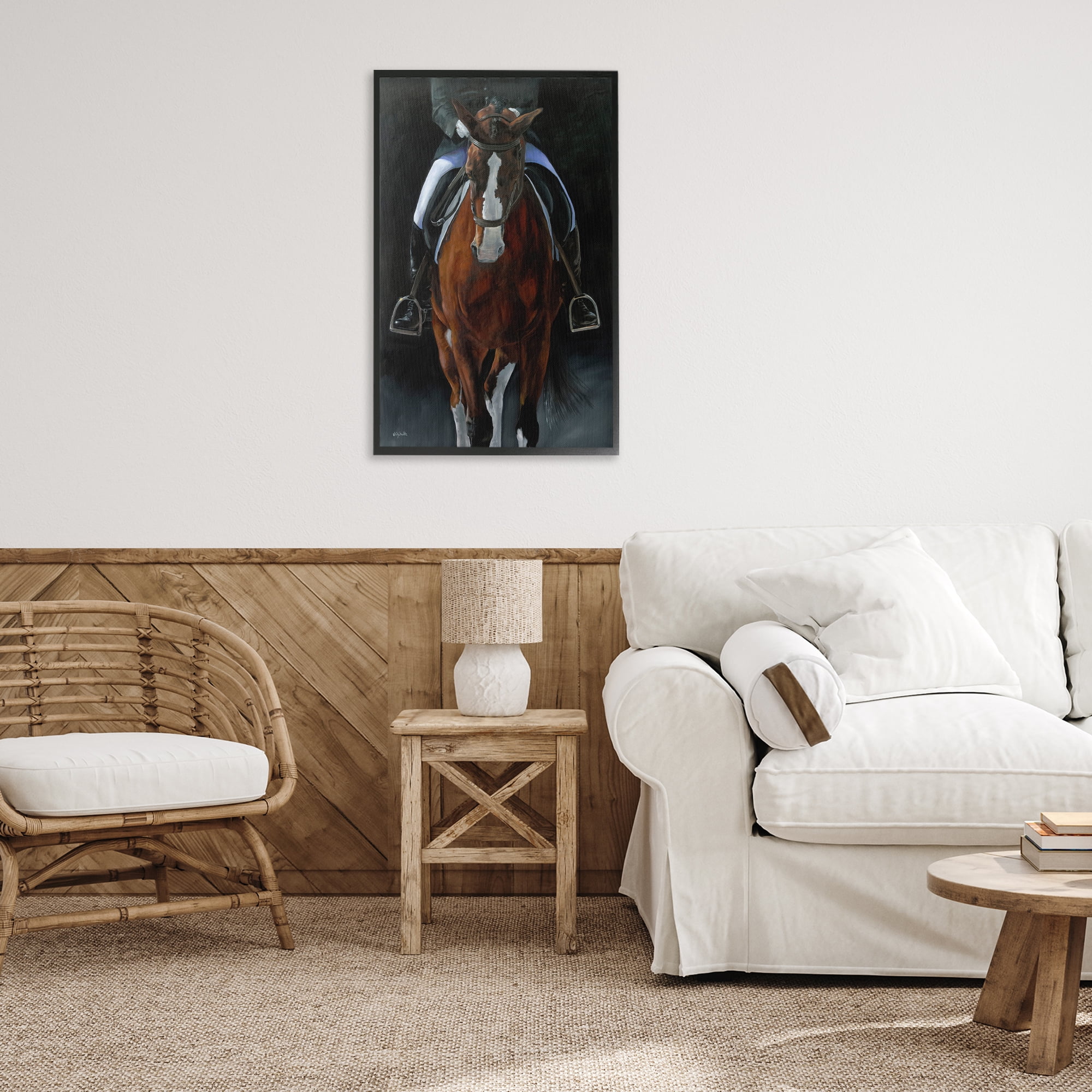 Stupell Industries Balance Trotting Horse Animals & Insects Painting Black Framed Art Print Wall Art, 20 x 30