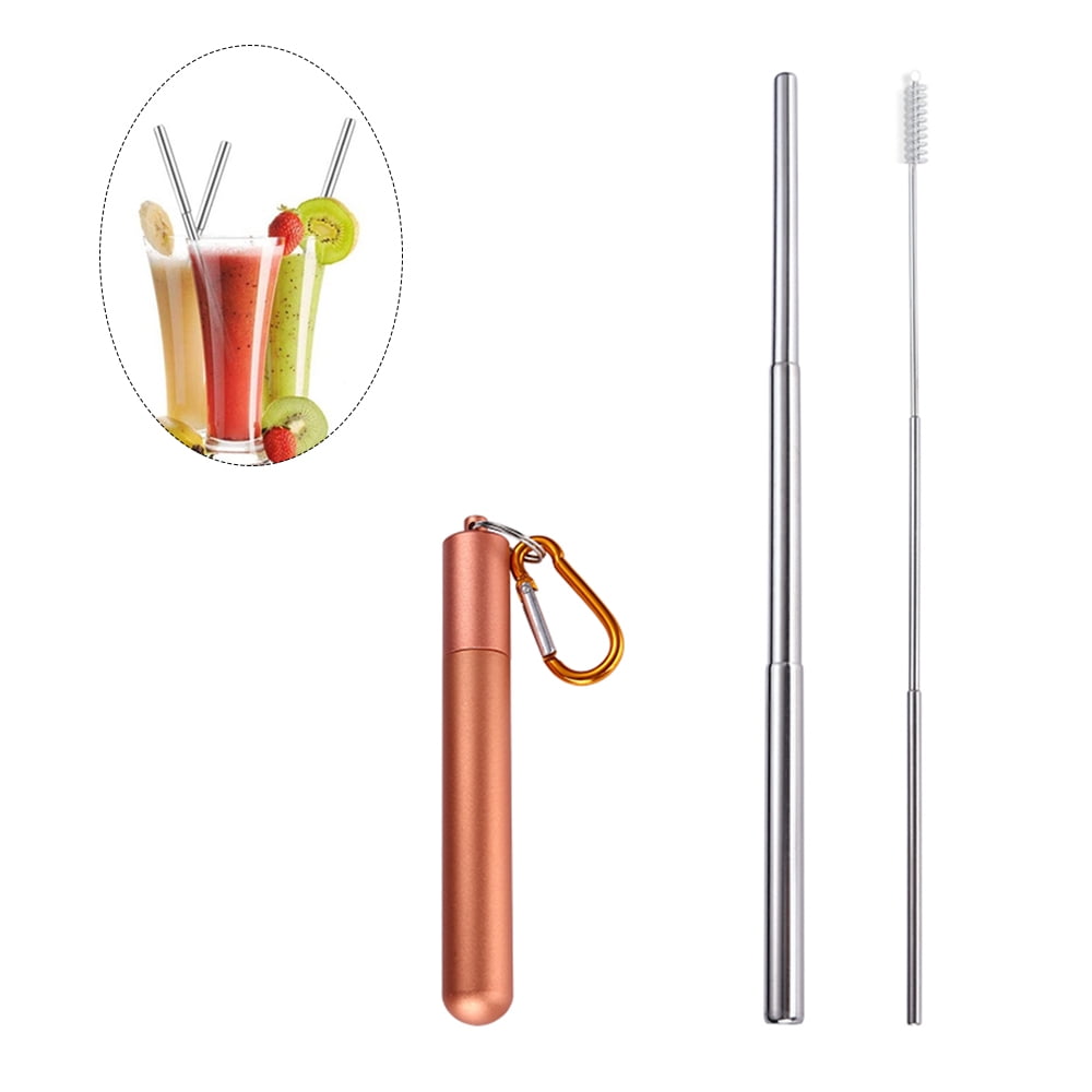 Portable Collapsible Straw Reusable 304 Stainless Steel Metal Drinking