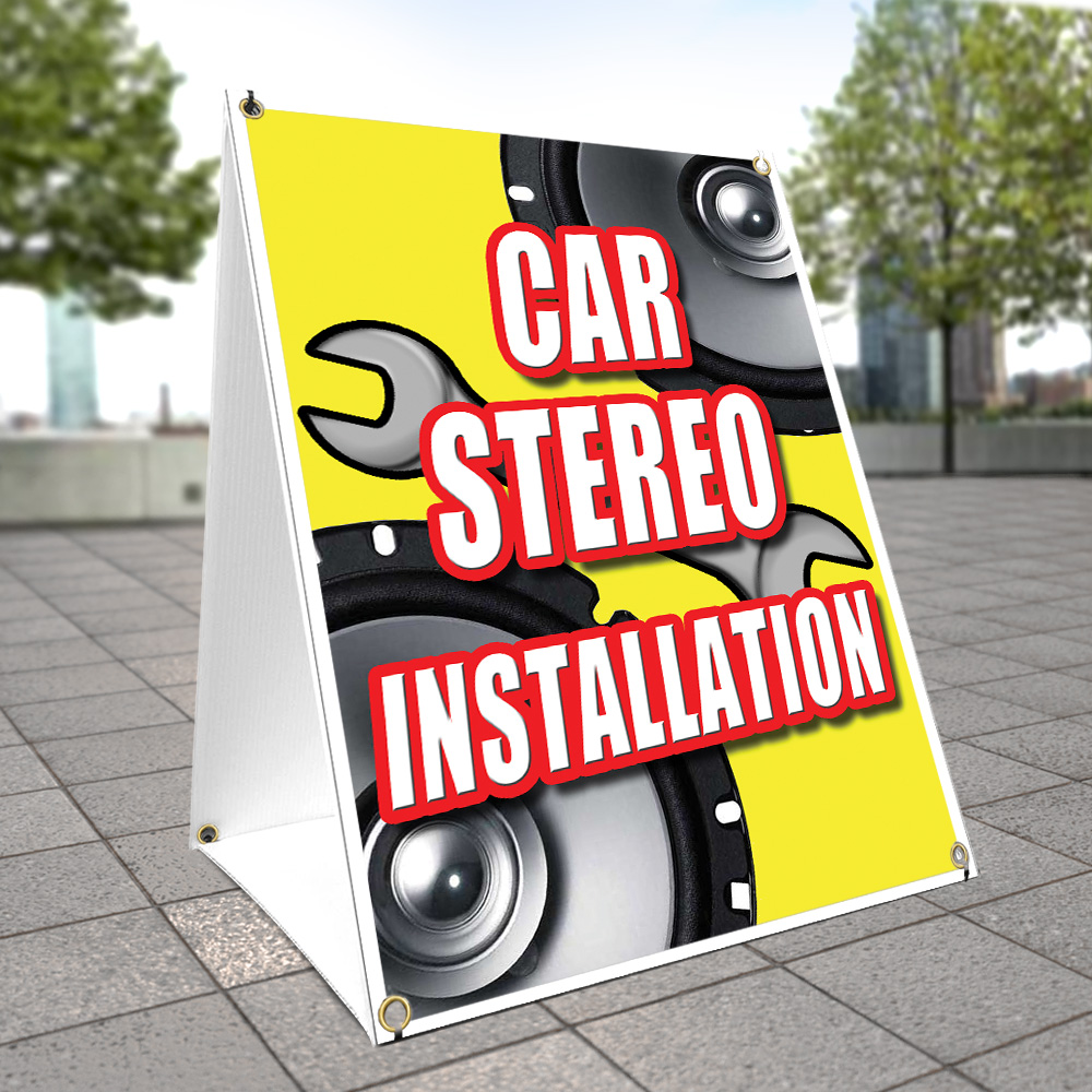 Stereo. Shop Sign Buy A-frame Sidewalk Car Stereo Installation Sign With Graphics On Each ...