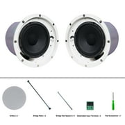 Sound Town 6-Zone 70V/100V Commercial Amplifier and 6 in-Ceiling 6” Installation Speaker System, for Restaurants, Bars, Cafes, Schools, Churches, White