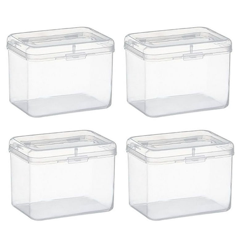 4 Packs Small Plastic Storage Containers, Clear Bead Organizer Case with  Lids for Crayons, Crafts, 9*6.5*6.8cm 