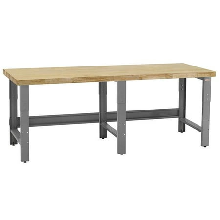 

24 x 96 x 30 to 36 in. Adjustable Height Roosevelt Workbenches with 1.75 in. Thick Solid Maple Oiled Butcher Block Top Gray
