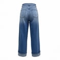 thumbnail image 4 of Miqool Women's Baggy Jeans High Waisted Straight Leg Cuffed Hem Denim Pants Spring Summer Vintage Trousers with Pockets, 4 of 5