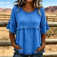 thumbnail image 2 of Summer Sales Womens Summer Tops Stylish Fringe Decor Crew Neck Short Sleeve Casual Blouse Oversized Tshirts for Women Under 12$, 2 of 4