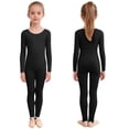 thumbnail image 6 of Hansber Kids 2-Piece Base Layer Underwear Thermal Tops and Stirrup Tights Ballet Dance Class Gymnastics Practice B Black L, 6 of 6
