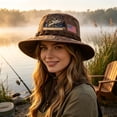 thumbnail image 4 of Fishing Is a Way of Life Boonie Hat,Adjustable Chin Strap Wide Brim Cap Outdoor Sunshade Fishing Bucket Hat,Patriotic Bass Print Sun Hat Lightweight Breathable Suitable for Fishing and Hiking, D, 4 of 6