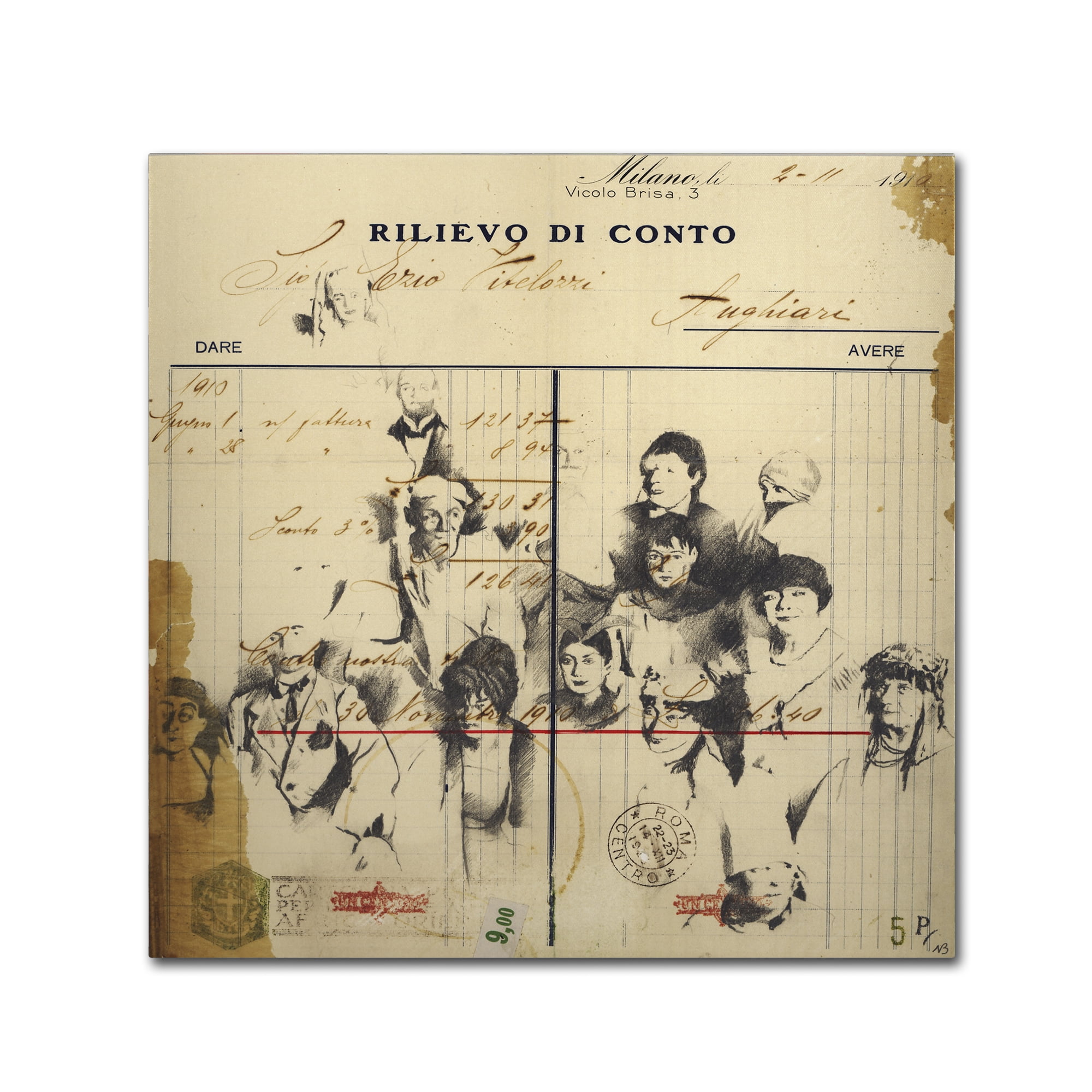 Trademark Fine Art 'Italian Invoice' Canvas Art by Nick Bantock