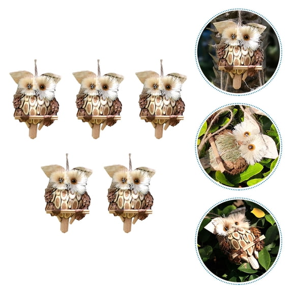 Masteelf 5 Pcs Wall Hanging Decor Solar Lights Owls Christmas Decoration Office