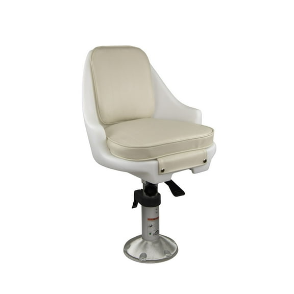 Springfield Newport Manual Adjustable Economy Chair Package, White (Includes Seat with Cushions, Pedestal, Mounting Plate and Swivel)