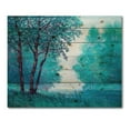 thumbnail image 3 of Designart 'Blue Coloured Tree Impression By Riverside' Lake House Print on Natural Pine Wood, 3 of 5