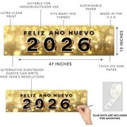 Koyal Wholesale 47x13 Feliz Año Nuevo Banner Black Gold Hollywood Glam New Year Decor