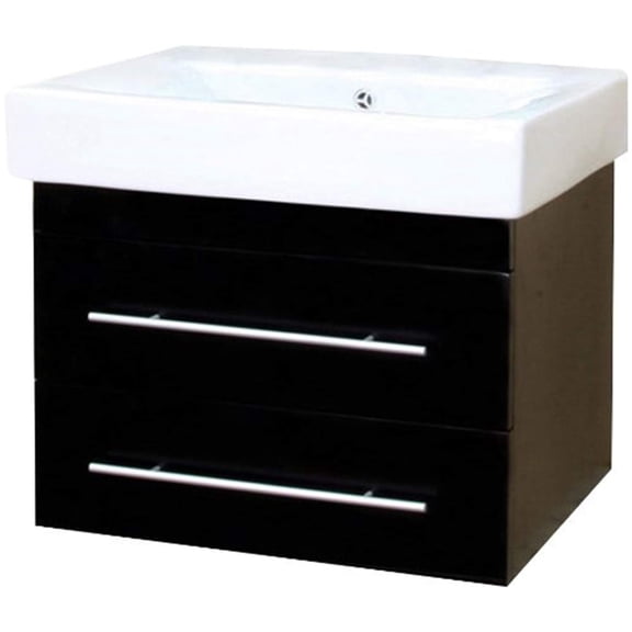 Pemberly Row 80. 7" 5-Drawer Modern Double Sink Solid Wood Vanity in Black