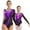 Purple, variant on iiniim Womens Shiny Gymnastics Leotard Metallic Contrast Color Long Sleeve Bodysuit Performance Red S