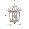 thumbnail image 3 of 16 Inch 4 Light Chandelier, Classic Design, Fir Wood Iron, Distressed White, Saltoro Sherpi, 3 of 5