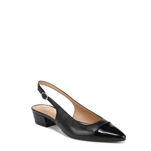 Zapato de tacón Naturalizer Banks de cuero negro, talla 8.5W