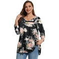 thumbnail image 2 of LARACE Women's Plus Size Tops 3/4 Length Sleeve Shirts Dressy Casual V Neck Tunic Blouse A-Black05_2X, 2 of 6