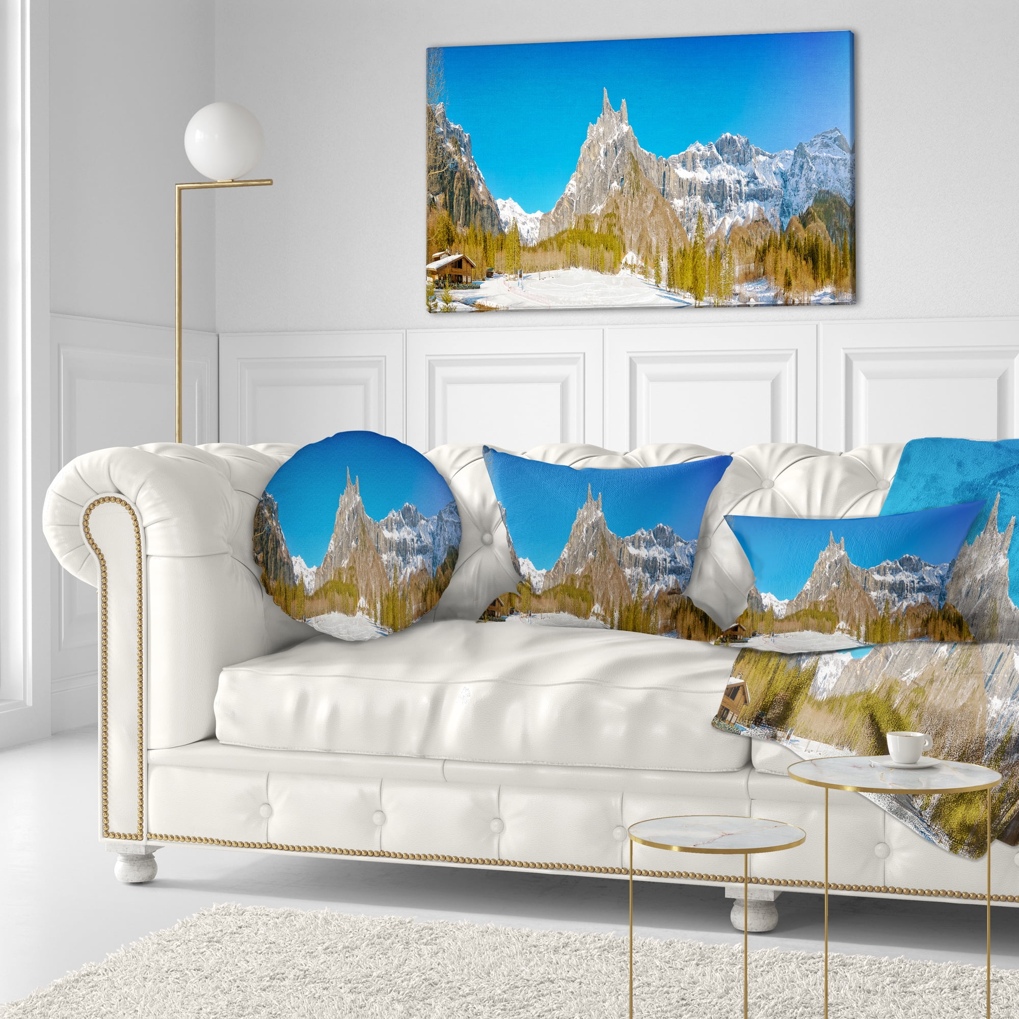 Designart Sixt Fer a Cheval Panoramic View - Landscape Printed Throw Pillow - 12x20