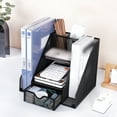 thumbnail image 4 of Hearth & Gear Desk File Organizer Metal Mesh Desktop Organizer With Drawer And 2 Pen Holder Vertical Storage Supplies For Organizing Books Magazines Letters And Papers Crafts for Kids Ages 4-8, 4 of 4
