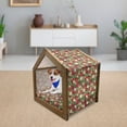 thumbnail image 3 of Christmas Pet House, Tree Branches Spruce Leaves Balls Bells Cones Poinsettia Flowers Mistletoe Berry, Outdoor & Indoor Portable Dog Kennel with Pillow and Cover, 5 Sizes, Multicolor, by Ambesonne, 3 of 5