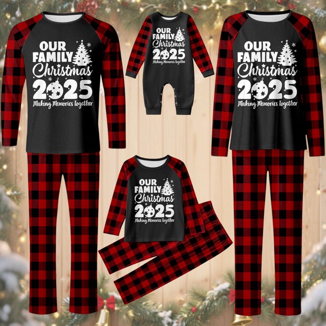 Family Matching Print Four Piece For Perfect Holiday Attire For Festive Gatherings 亲子装2