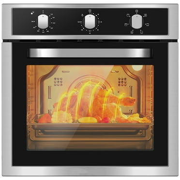 24" Single Wall Oven, Sunmaki 2.5 Cu. Ft. Built-in Electric Oven with 5 Cooking Functions, Mechanical Knobs Control