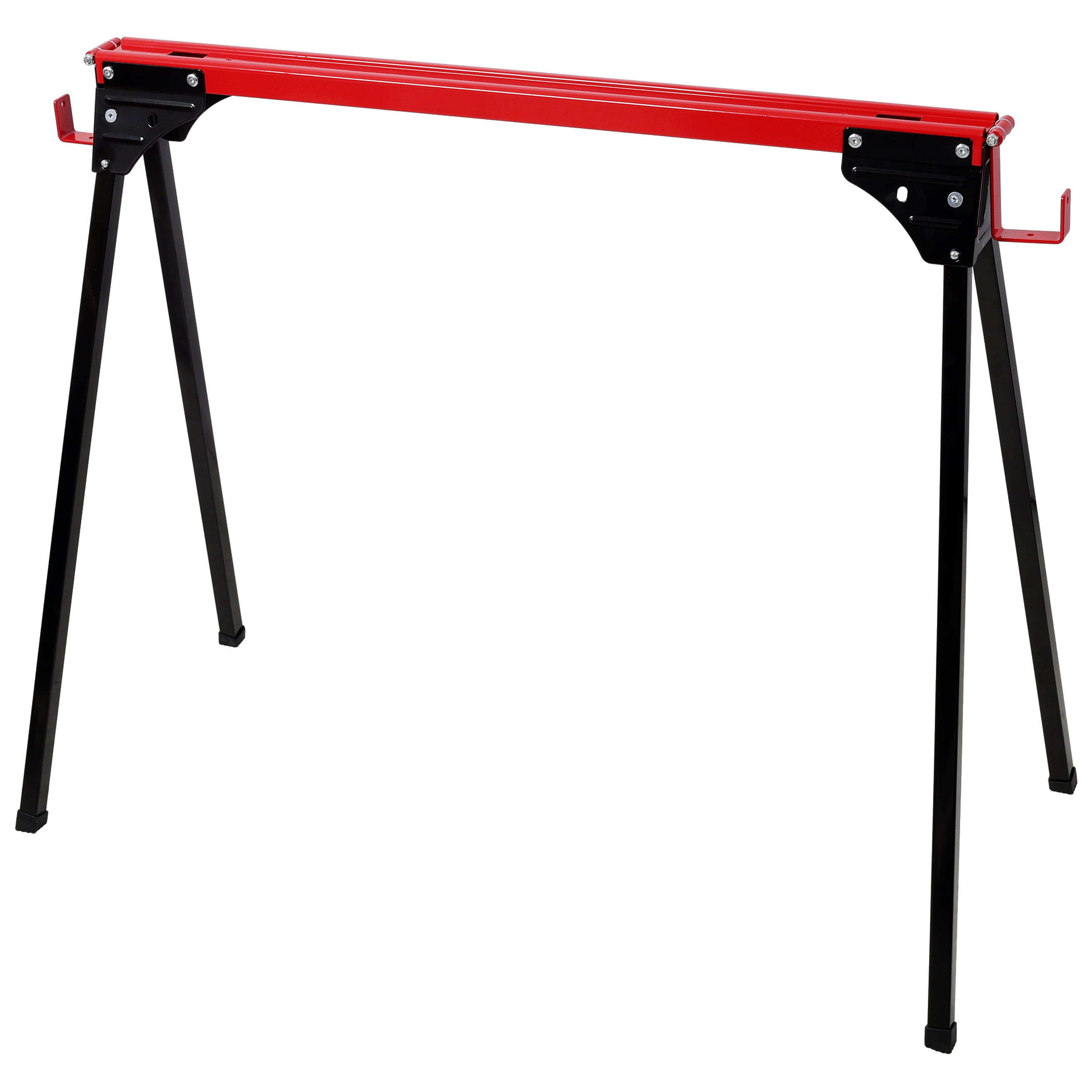 , Saw Horses 2 Pack, Folding Portable Work Horse with Fast Open Legs, Heavy Duty Steel Sawhorse for Garage, Workshop, Fully Assembled, Black+Red ,Steel ,