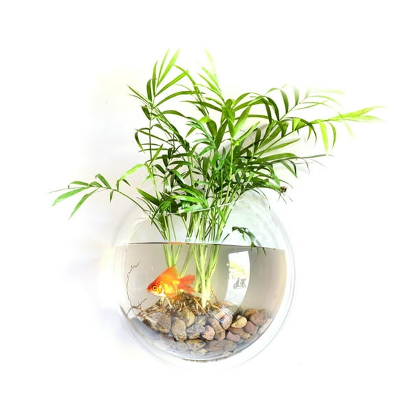 Tanque de acuario,Decoración del hogar Montaje en pared Tanques de peces Goldfish Bowl Acrílico Colg CACAGOO 230 mm y tipo 2