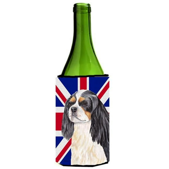 Cavalier Spaniel With English Union Jack British Flag Wine bottle sleeve Hugger - 24 Oz.