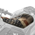 thumbnail image 2 of Renewold Waterproof ATV Seat Cover 25.2x10 Inch, Universal Four Wheeler Seat Cover Stretch Fit for Honda/Yamaha/Polaris, Elastic Edge Mud/Snow Protector, Heavy Duty, Deer American Flag, 2 of 7