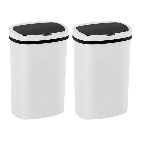 PayLessHere 13Gal Trash Can - Touchless Automatic Lid, Plastic Garbage Can for Kitchen  (2, White)
