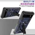 thumbnail image 6 of Compatible for Google Pixel 6a Case w/Tempered Glass Screen Protector [Military Grade] Ring Car Mount Kickstand Shockproof Hard Phone Case - Blue, 6 of 7
