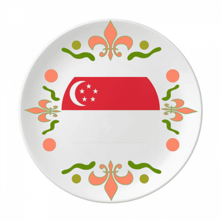 

Singapore National Flag Asia Country Flower Ceramics Plate Tableware Dinner Dish