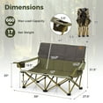 thumbnail image 3 of Gymax Oversized Camping Chair Folding Loveseat Camping Couch w/ Cup Holders & Padding Green, 3 of 10