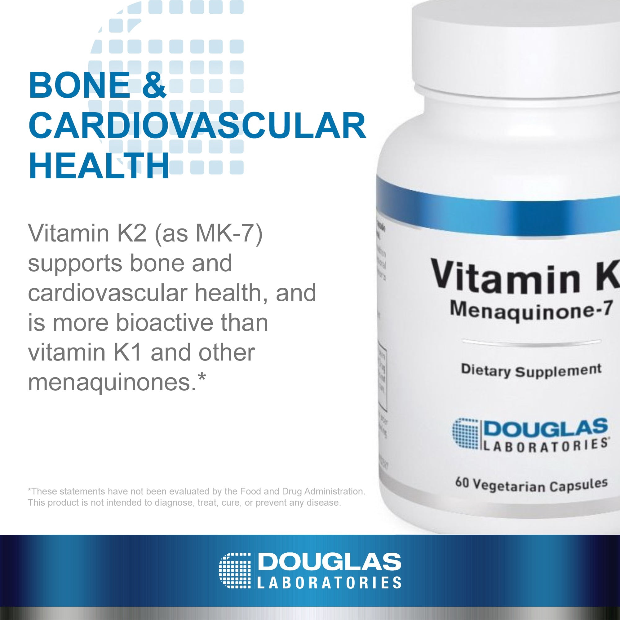 Douglas Laboratories Vitamin K2 | Menaquinone-7 Supplement to Support Bone Formation, Mineralization, and Blood Vessels* | 60 Capsules