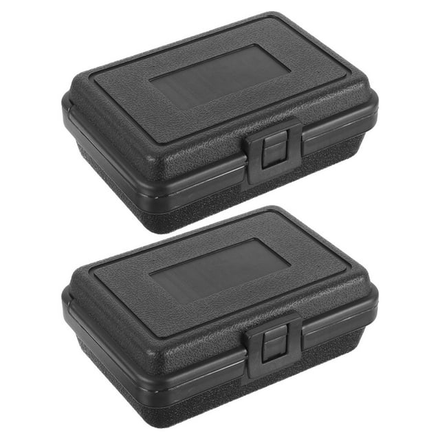 Caja de herramientas portátil impermeable de 2 piezas, estuche rígido de plástico negro, organizador de equipo protector para herramientas mecánicas.
