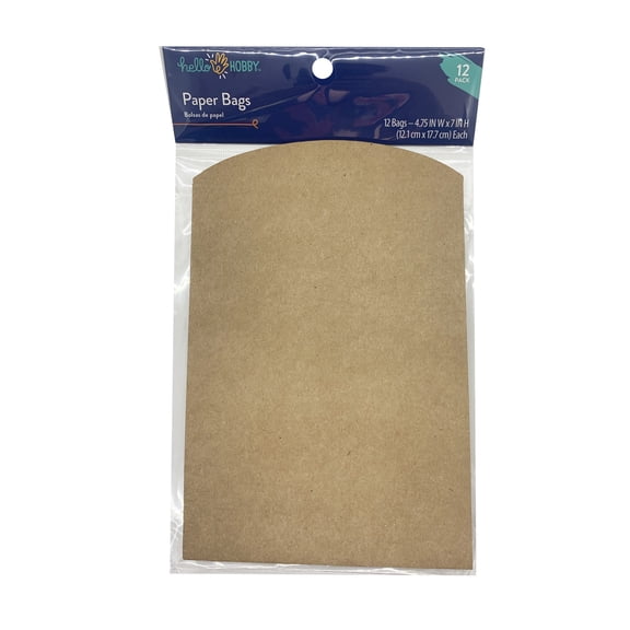 Hello Hobby Brown Treat Bag Kraft Paper, 12 Pack, Size 4.75" x 7" Occasion