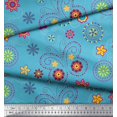 thumbnail image 2 of Soimoi Blue Georgette Viscose Fabric Insect & Floral Clip Art Print Fabric by Yard 42 Inch Wide, 2 of 3